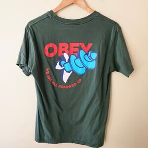 Obey 2-Sided Graphic Tee Eyes Icon Size M We Are All Screwed Up Streetwear Skate